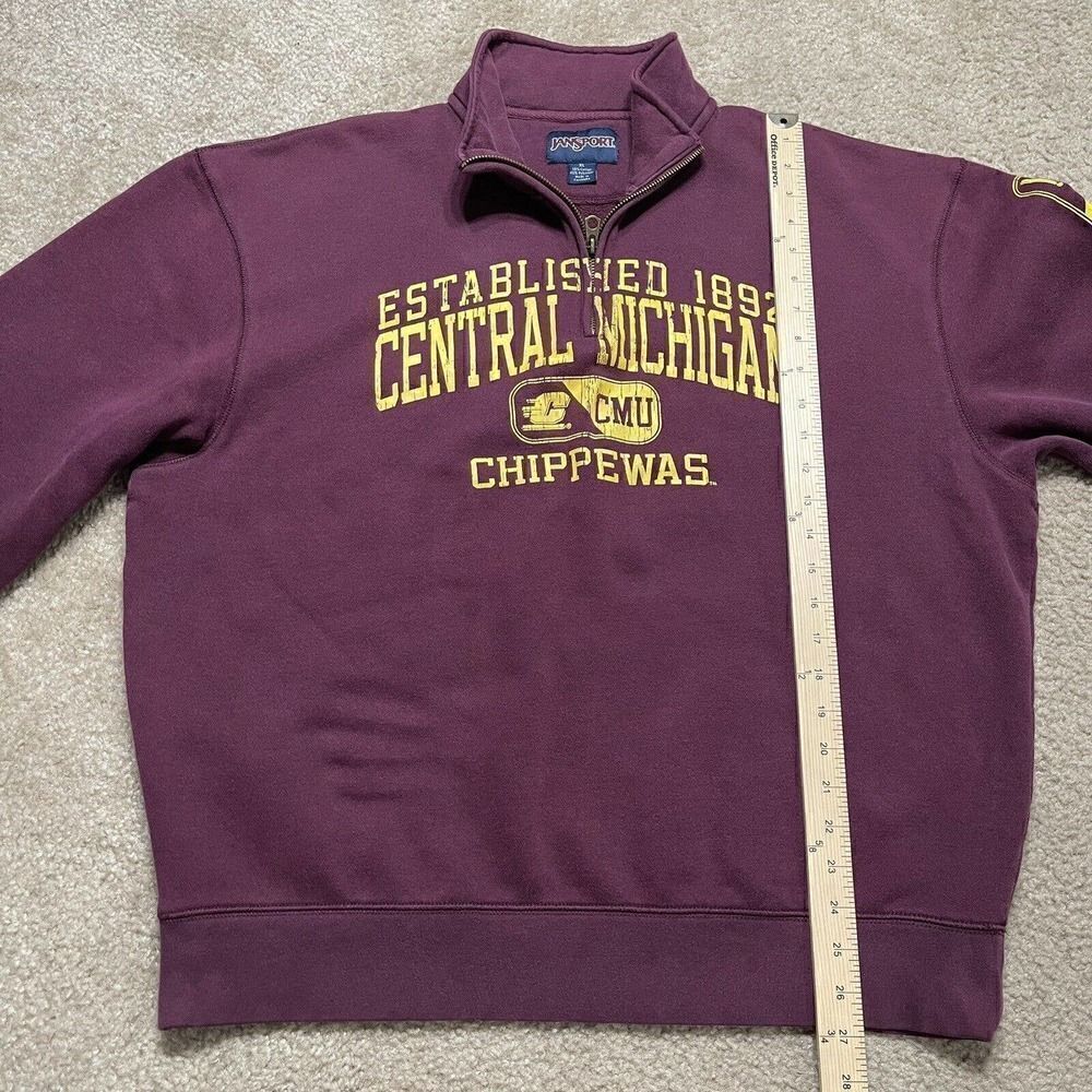 Vtg Central Michigan Chips JanSport Quarter Zip Pull Over Sweater Extra Large - Picture 7 of 10